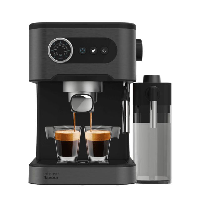 Cecotec Power Espresso 20 Pro Latte, Espressomaskine, 1,5 L, Kaffebønner, 1350 W, Sort, Sølv billede 1