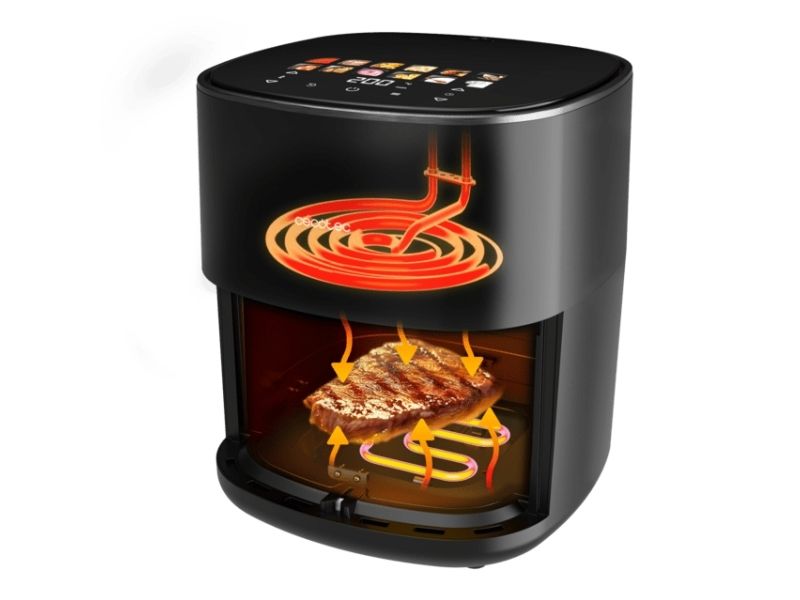Cecotec Cecofry&Grill Duoheat 6500, Varmluftsteger, 6,5 L, 40 °C, 200 °C, Enkelt, Sort