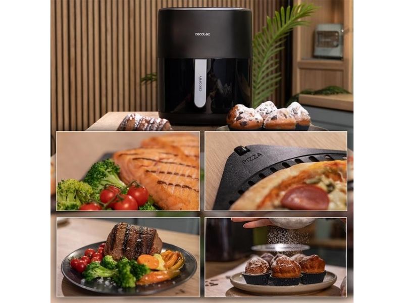 Cecotec Cecofry&Grill Duoheat 6500, Varmluftsteger, 6,5 L, 40 °C, 200 °C, Enkelt, Sort