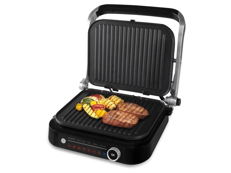 Orava GRILLCHEF2, Sort, Sølv, Rektangulær, Dreje, Berøring, Rist, LED, 2100 W