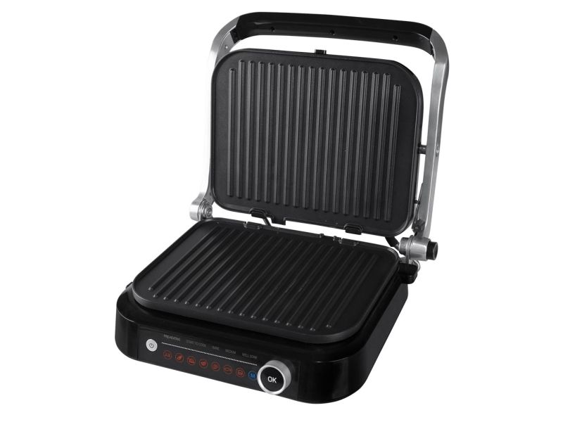 Orava GRILLCHEF2, Sort, Sølv, Rektangulær, Dreje, Berøring, Rist, LED, 2100 W