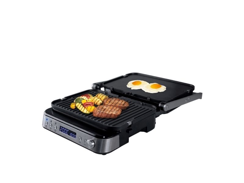 Orava GRILLCHEF3, Sort, Rustfrit stål, Rustfrit stål, Rektangulær, Knapper, Dreje, Rist + bageplade, 2 zone(s)