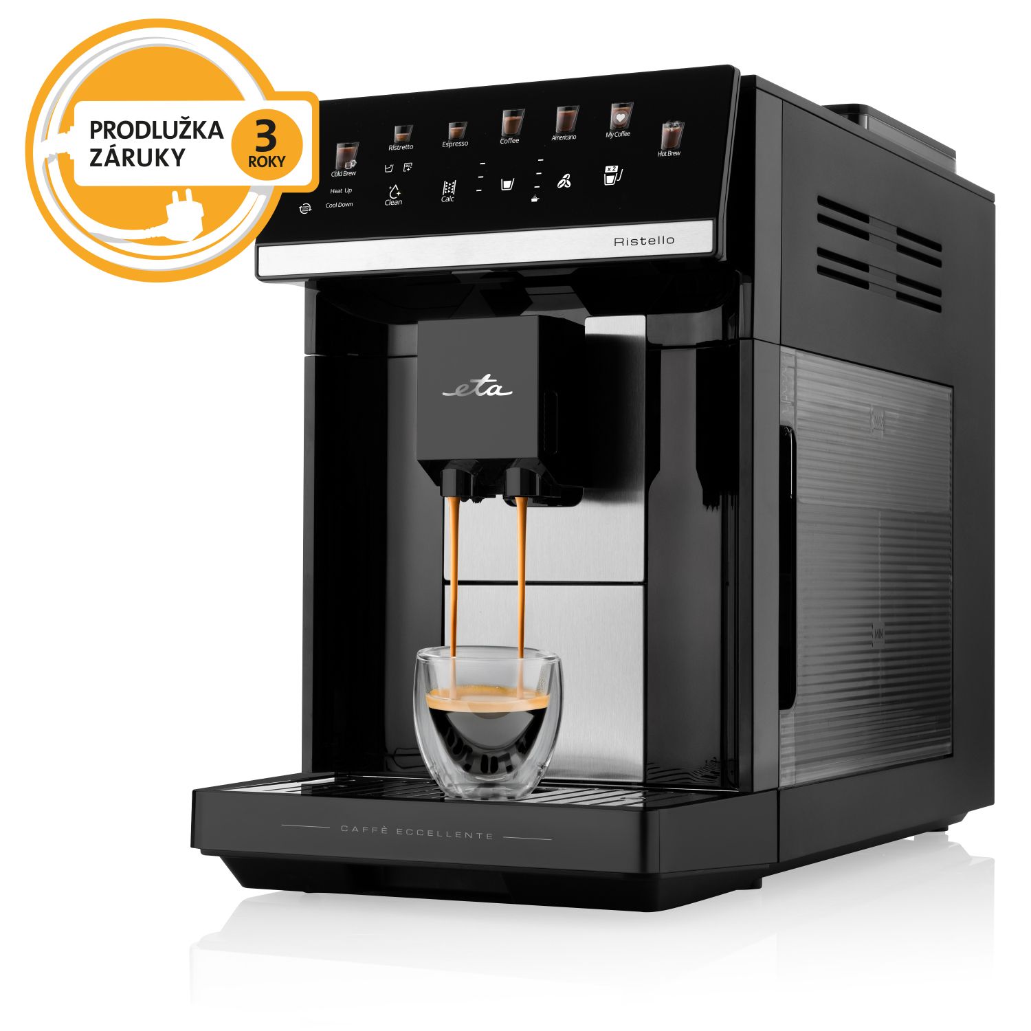 Eta Ristello, Espressomaskine, 1,8 L, Malet kaffe, Kaffebønner, Indbygget kværn, Sort billede 1