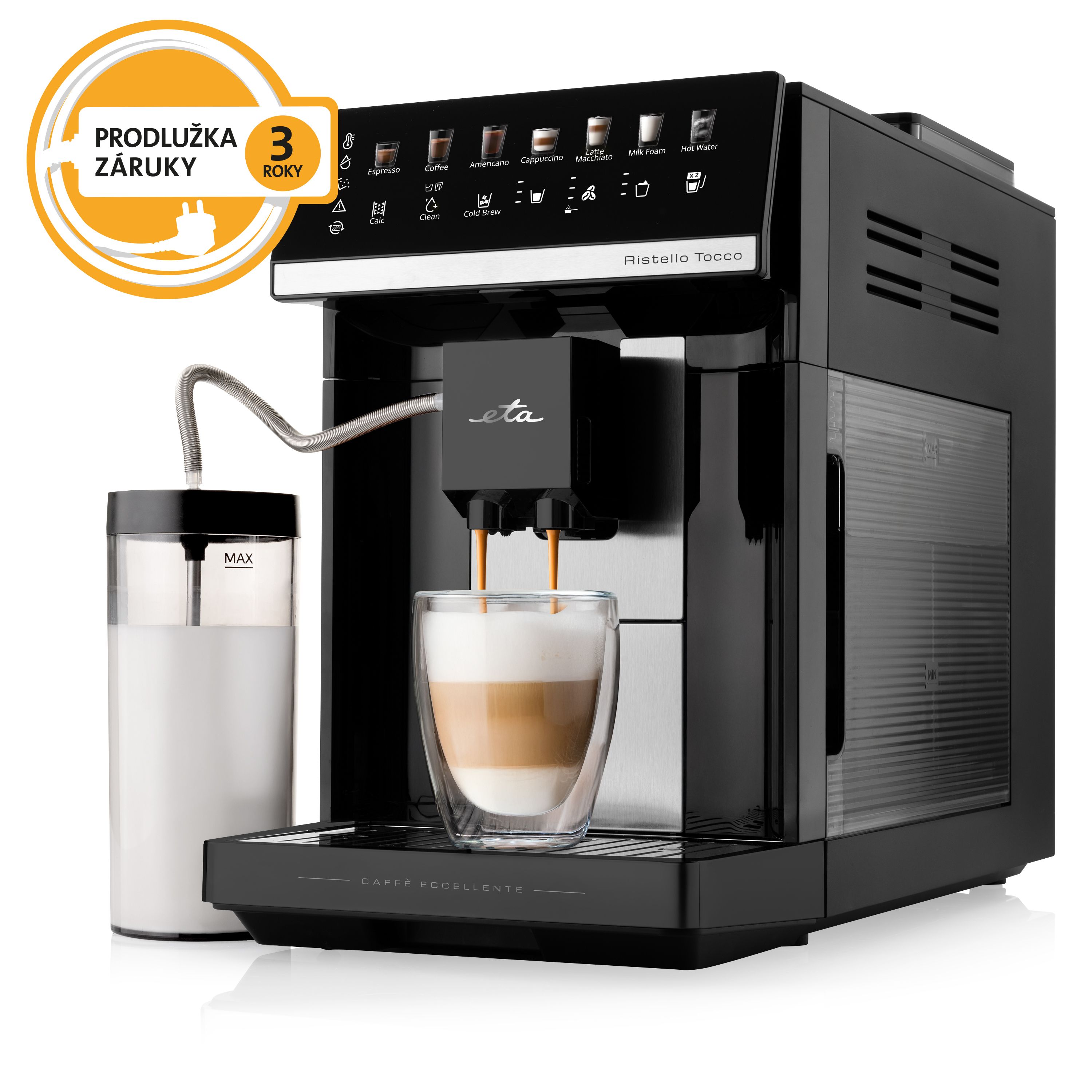 Eta Ristello Tocco, Espressomaskine, 1,8 L, Kaffebønner, Malet kaffe, Indbygget kværn, Sort billede 1