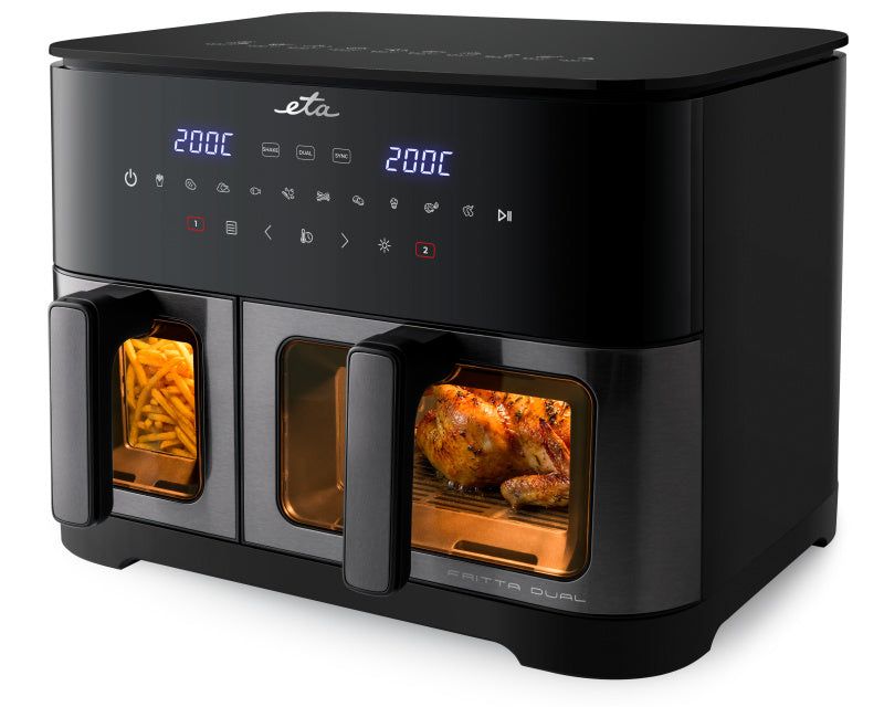 Eta Fritta Dual 3167 90000 Double 11 L Stand-alone 2600 W Hot air fryer Black billede 2