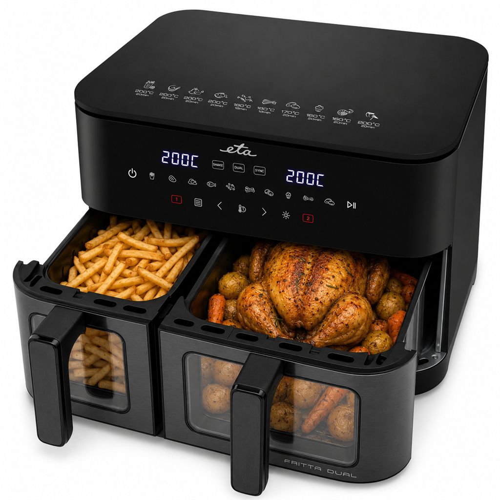 Eta Fritta Dual 3167 90000 Double 11 L Stand-alone 2600 W Hot air fryer Black billede 4
