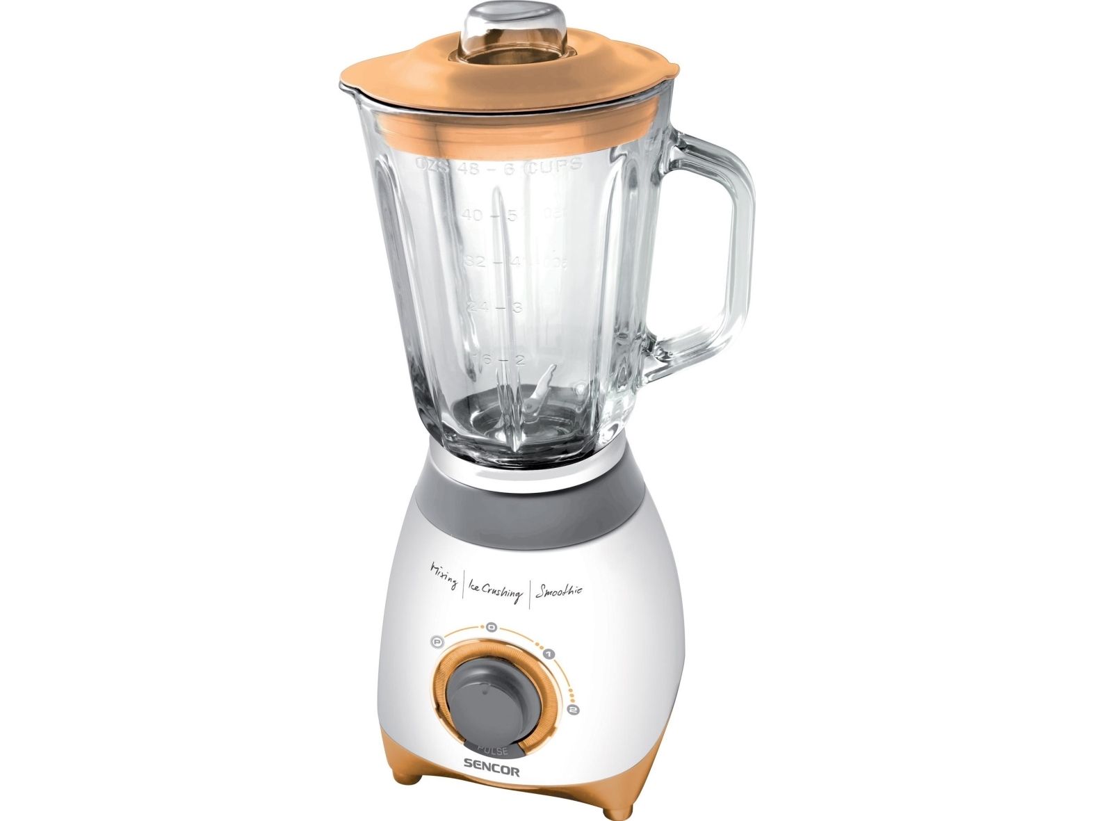 Sencor SBL 4370, Bordplade blender, 1,5 L, Impulsfunktion, Knusning af is, 500 W, Orange, Hvid billede 2