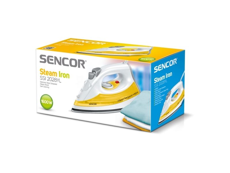 Sencor SSI 2028YL, Tør & dampstrygejern, Rustfri strygesål, 1,65 m, Orange, Hvid, 0,2 L, 360° billede 1