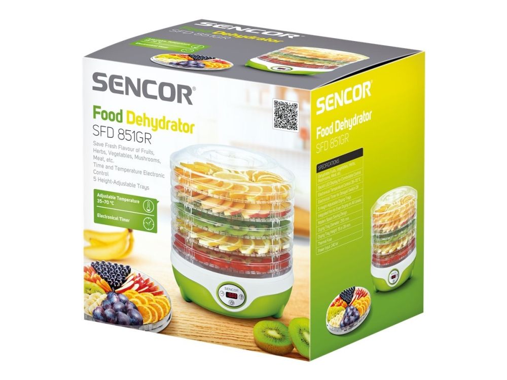 Sencor SFD 851GR - Fødevaretørrer - 240 W - hvid/grøn