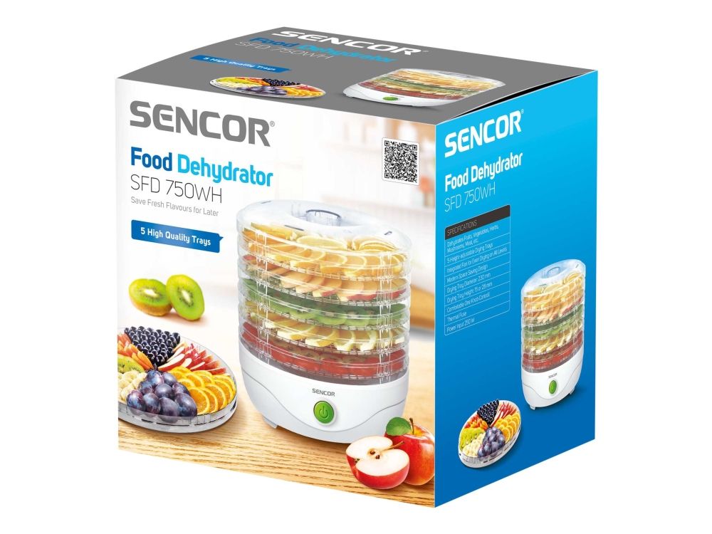 Sencor SFD 750WH - Fødevaretørrer - 250 W - hvid