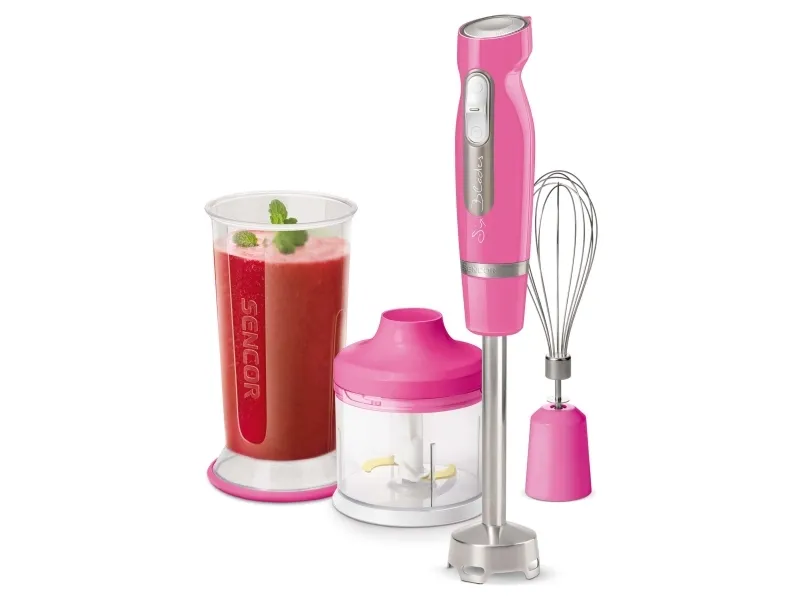 Sencor SHB 4468RS-EUE3, Nedsænkning blender, 0,7 L, Impulsfunktion, Knusning af is, 1000 W, Lyserød, Rustfrit stål billede 1
