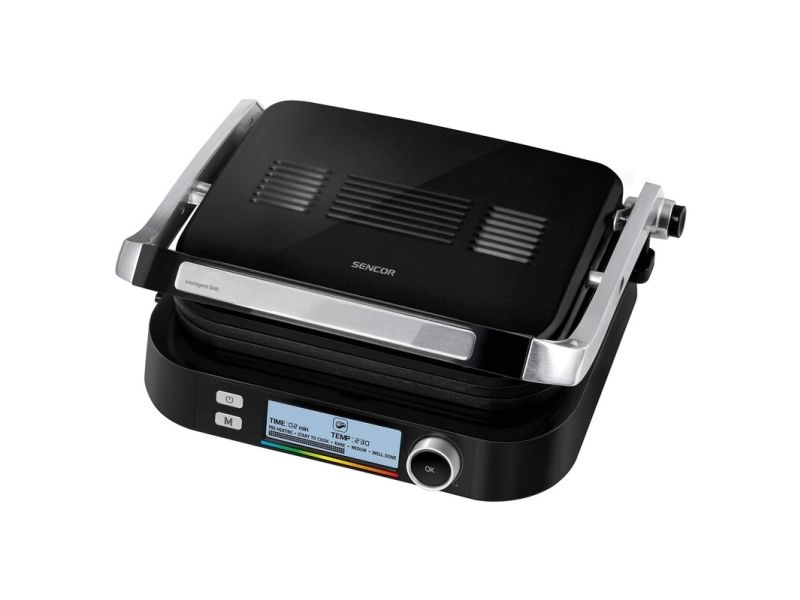 Sencor SBG 6238BK, Sort, Rektangulær, Knapper, Dreje, 300 x 250 mm, LCD, 2100 W