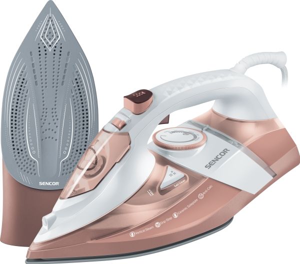 Sencor SSI 8300RS, Dampstrygejern, Keramisk strygesål, 1,9 m, 195 g/min, Brun, Hvid, 45 g/min billede 1