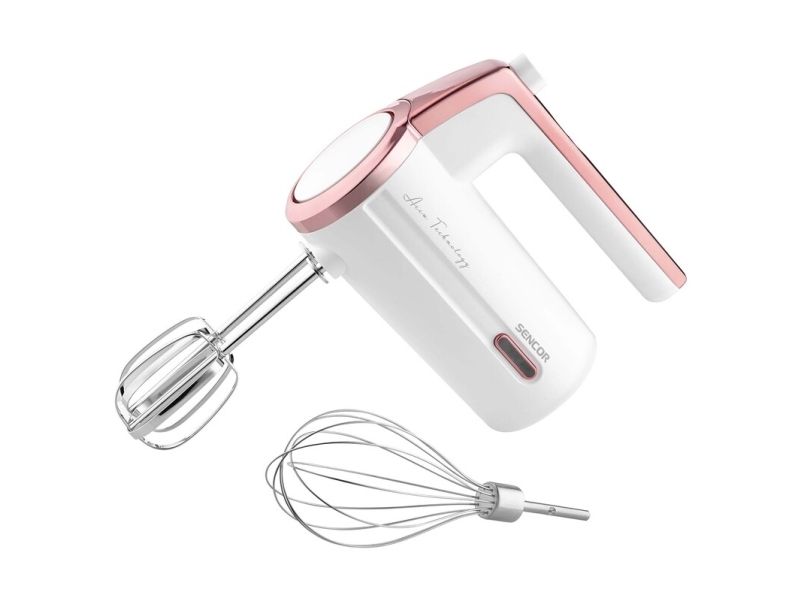 Sencor SHM 9000WH, Håndmixer, Lyserød, Hvid, Mikse, Knapper, Løftestang, Batteriniveau, Rustfrit stål