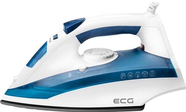 ECG NZ 322 Auto-Off, Tør & dampstrygejern, Keramisk strygesål, 1,9 m, 100 g/min, Blå, Hvid, 40 g/min billede 1