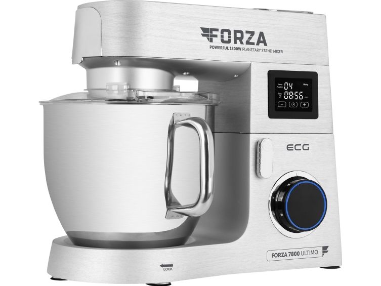ECG FORZA 7800, 8 L, Sølv, Rustfrit stål, Slå, Blande, Hakke, Skære, Slibe, Ælte, Mikse, Puré, Omrøre, 1,15 m, LED, Rustfrit stål