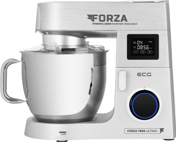 ECG FORZA 7800, 8 L, Sølv, Rustfrit stål, Slå, Blande, Hakke, Skære, Slibe, Ælte, Mikse, Puré, Omrøre, 1,15 m, LED, Rustfrit stål