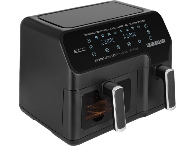 ECG AF 8300, Varmluftsteger, 8,3 L, 80 °C, 200 °C, Dobbelt, Sort