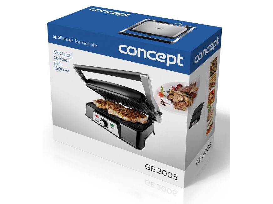 Concept GE2005, Sort, Rustfrit stål, Bordplade, Dreje, Rist + bageplade, 278 x 170 mm, 220 - 240 V