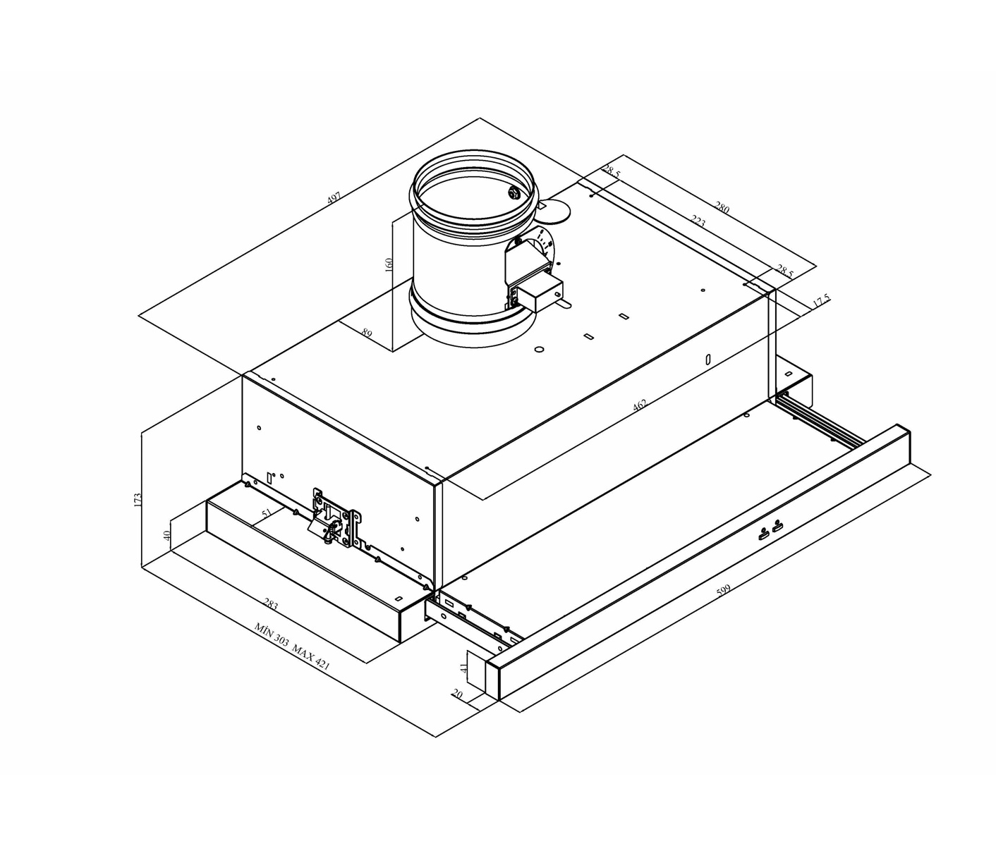 Silverline SC1154RF Emhætte Til Centralventilation billede 2