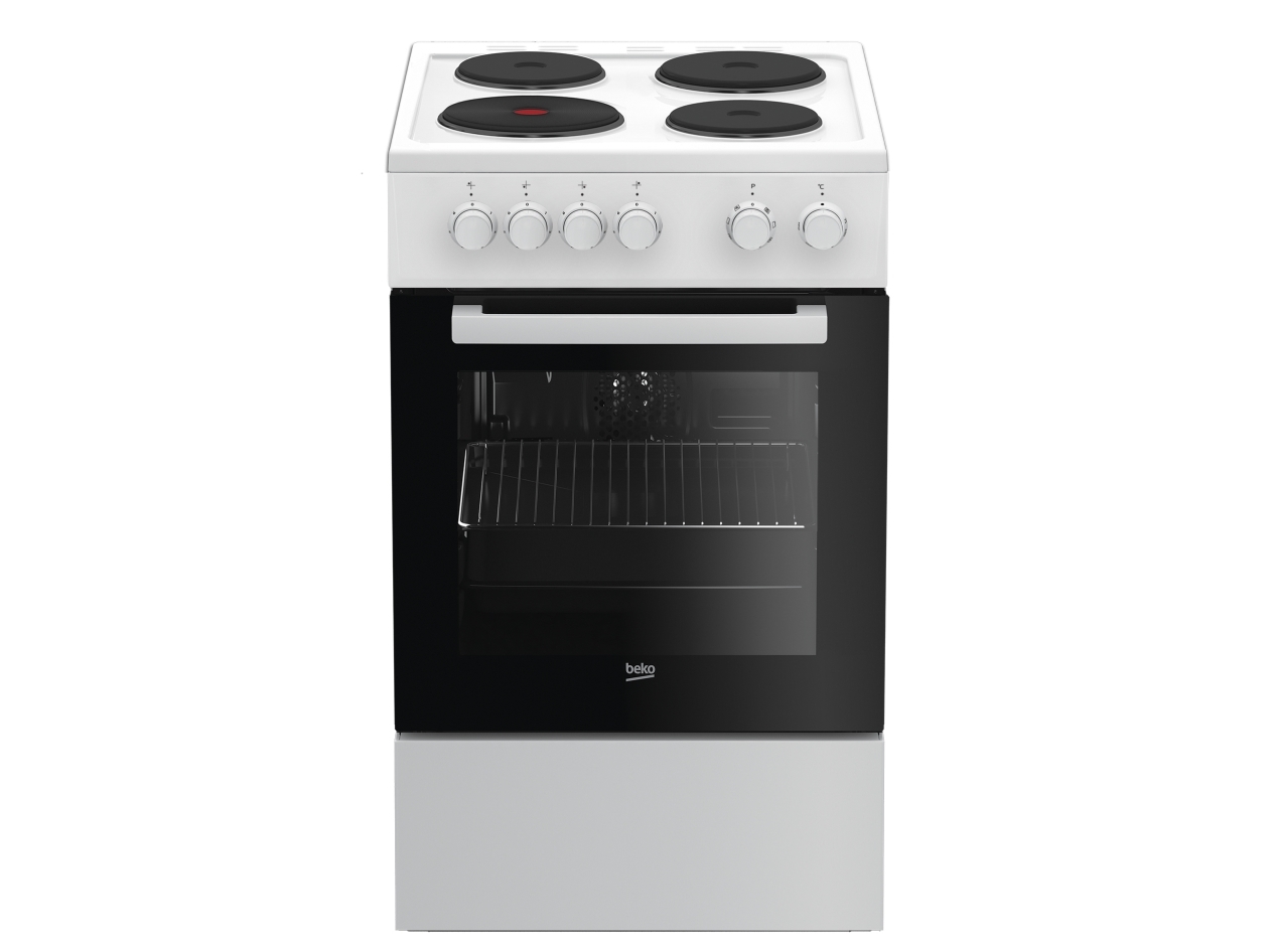Beko FSE56000GW, Fritstående komfur, Hvid, Dreje, Hvid, 4 zone(s), Venstre front
