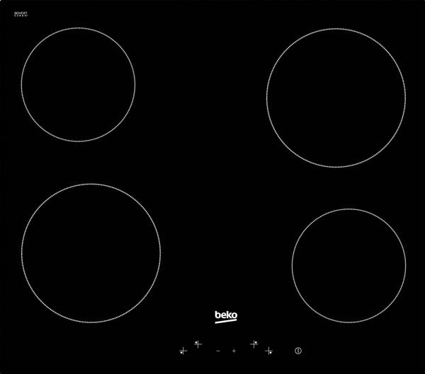 Beko HIC64401 - Keramisk kogeplade - 4 plader - Niche - bredde: 56 cm - dybde: 49 cm - rammeløs - sort