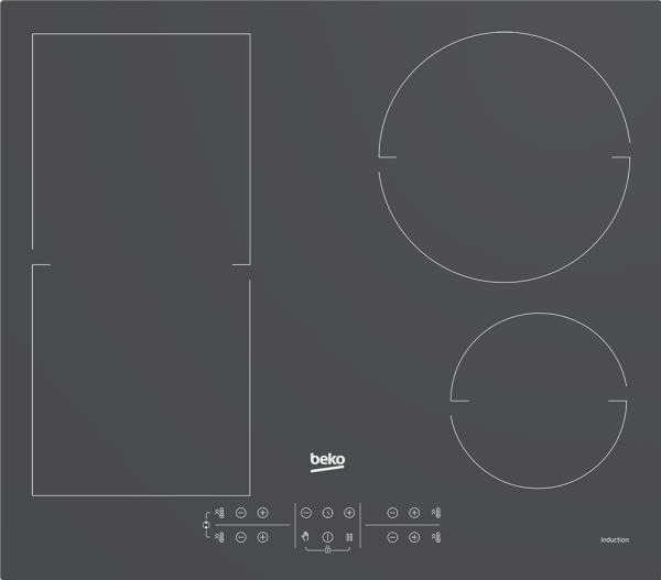 Beko HII64200FMTZG, Grå, Indbygget, 60 cm, Zone induktionskogeplade, Glas, 4 zone(s)