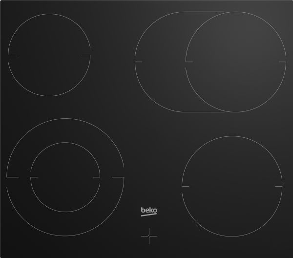 Beko BBUM12328X, Keramisk, 4 zone(s), Keramisk, Sort, Berøring, 58 cm