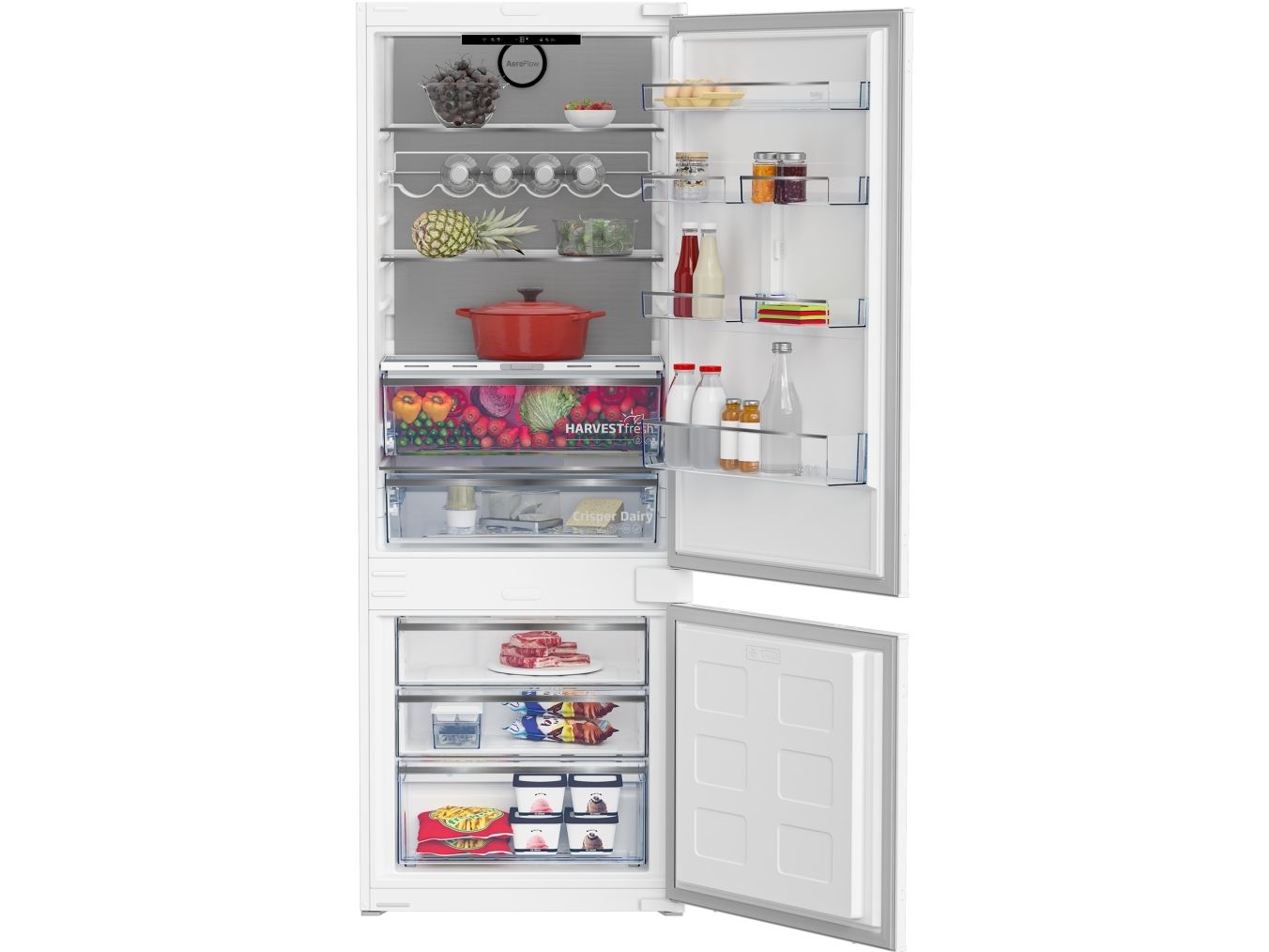 Beko BCNE400E50SHN, 370 L, SN-T, 5,2 kg/24t, D, Frisk zone, aflukke, Hvid billede 2