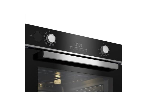 Beko BBIS18300XCSE, Elektrisk ovn, 5 hylder, Indbygget, Sort, Rustfrit stål, Knapper, Dreje, Emalje