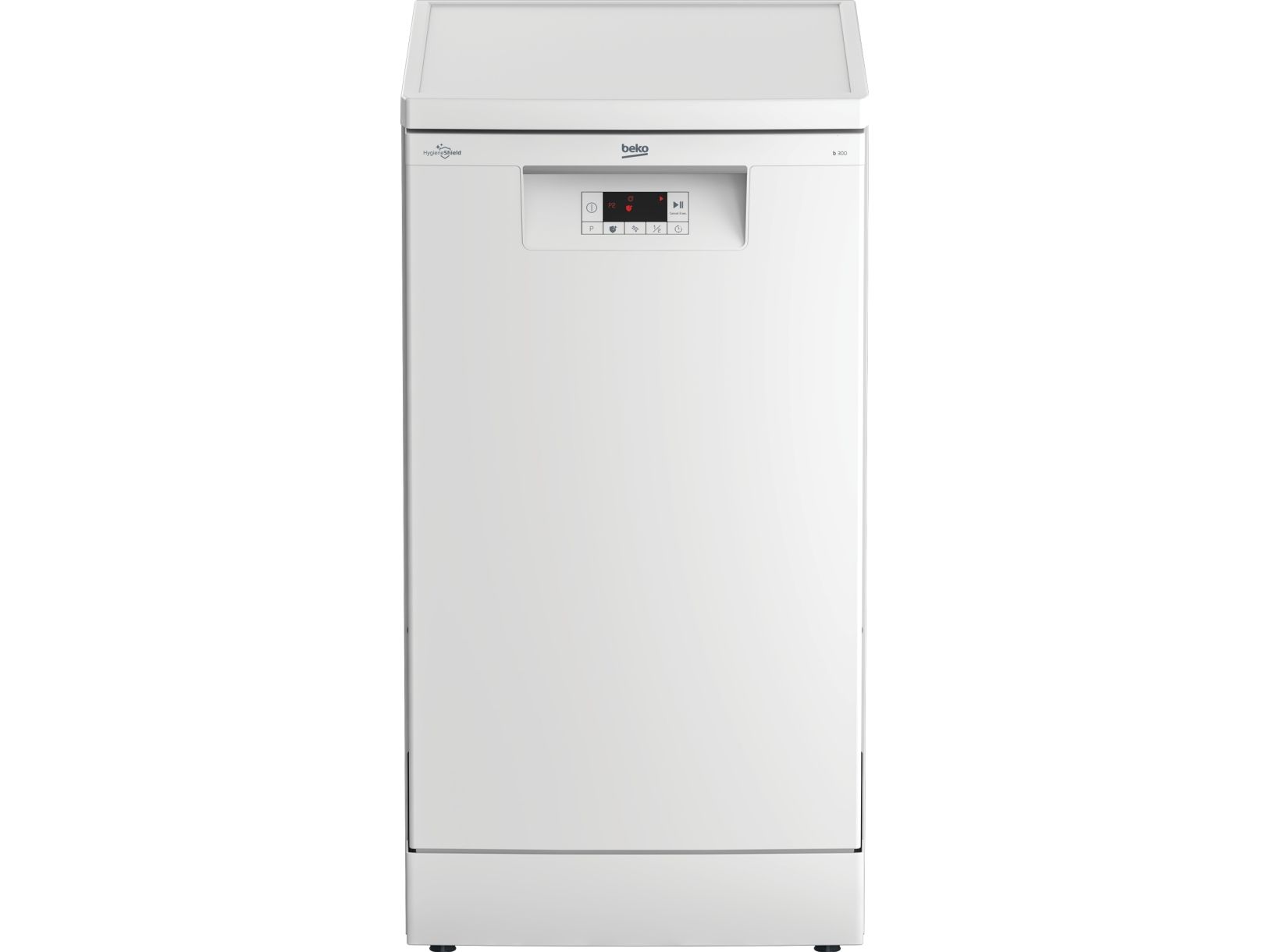 Beko BDFS15020W, Fritstående, Slimline (45 cm), Hvid, LED, Rustfrit stål, 10 kuverter