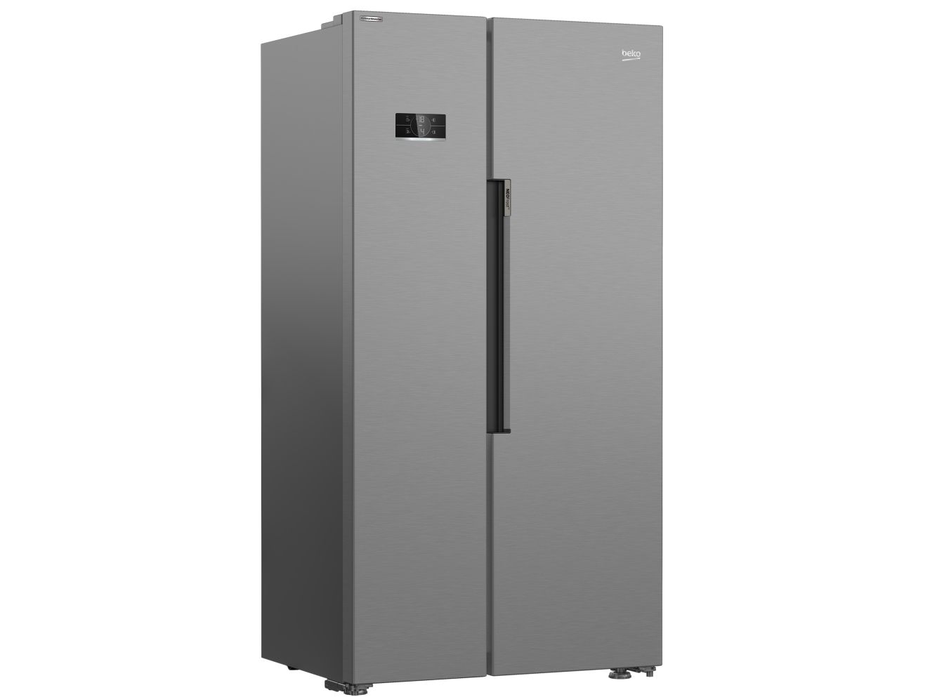 Beko GN1603140XBN, Fritstående, Amerikansk dør, Metallic, 2 dør(e), LED, På døren billede 2