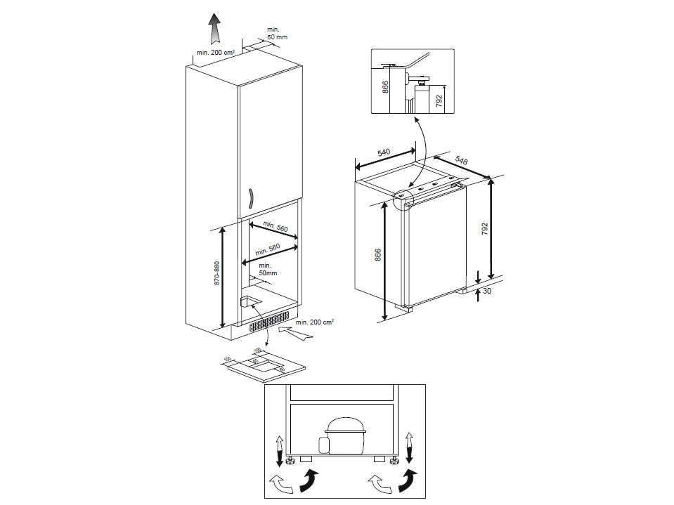 Beko B1854N, 110 L, Indbygget, E, 35 dB, N-T, 2,6 kg/24t