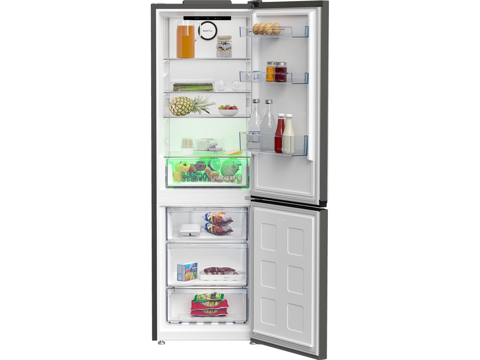 Beko B5RCNA366HG, 316 L, SN-T, 6 kg/24t, C, Frisk zone, aflukke, Grå