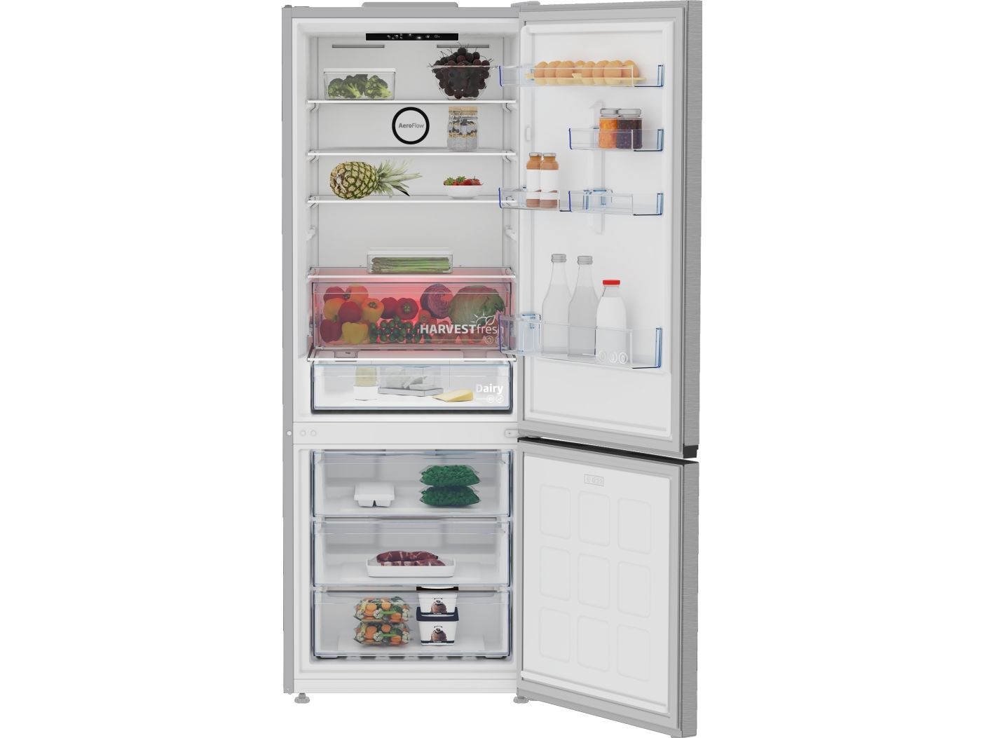 Beko B3RCNE564HXB, 490 L, SN-T, 7,8 kg/24t, E, Frisk zone, aflukke, Sølv