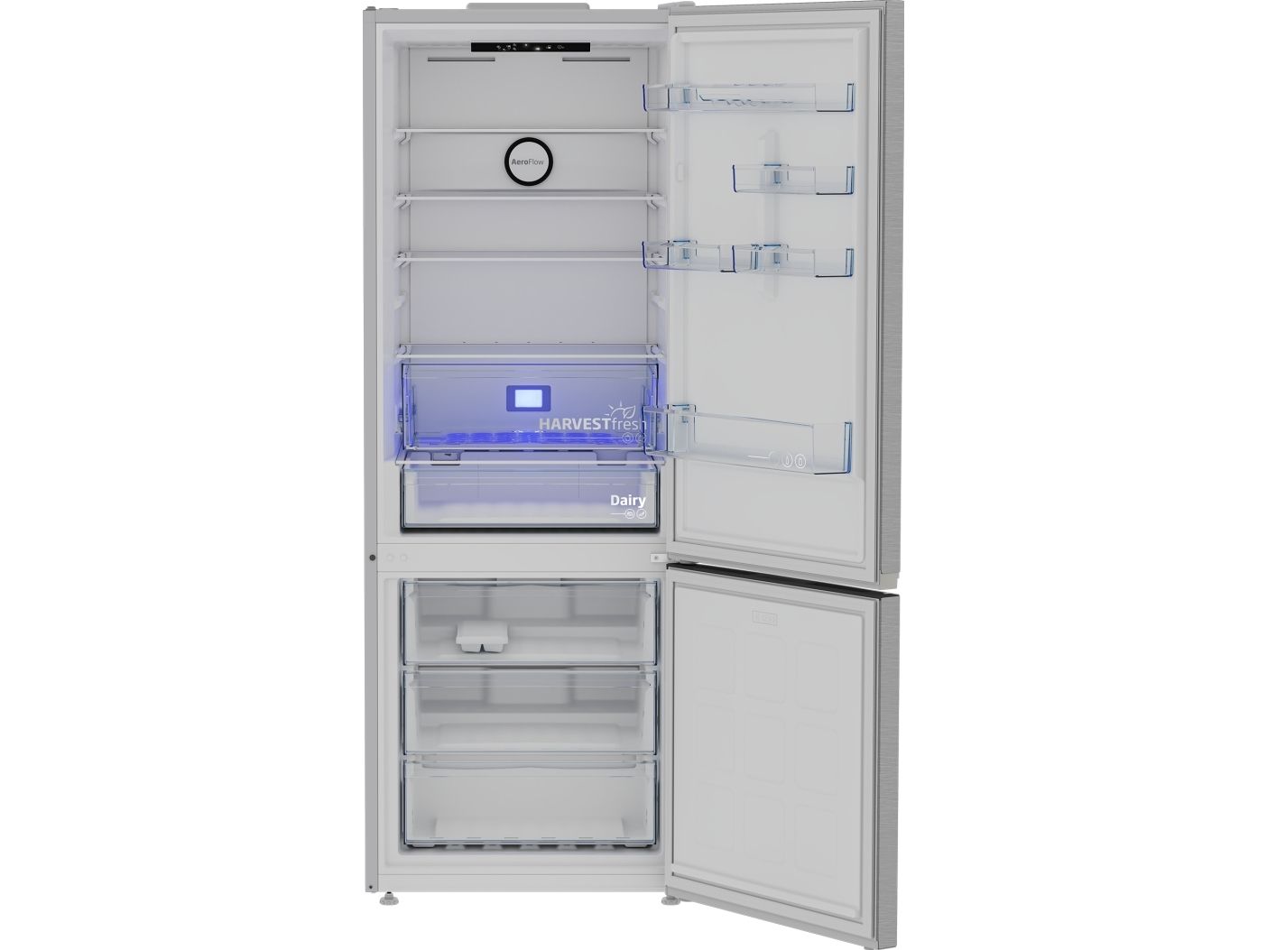Beko B3RCNE564HXB, 490 L, SN-T, 7,8 kg/24t, E, Frisk zone, aflukke, Sølv