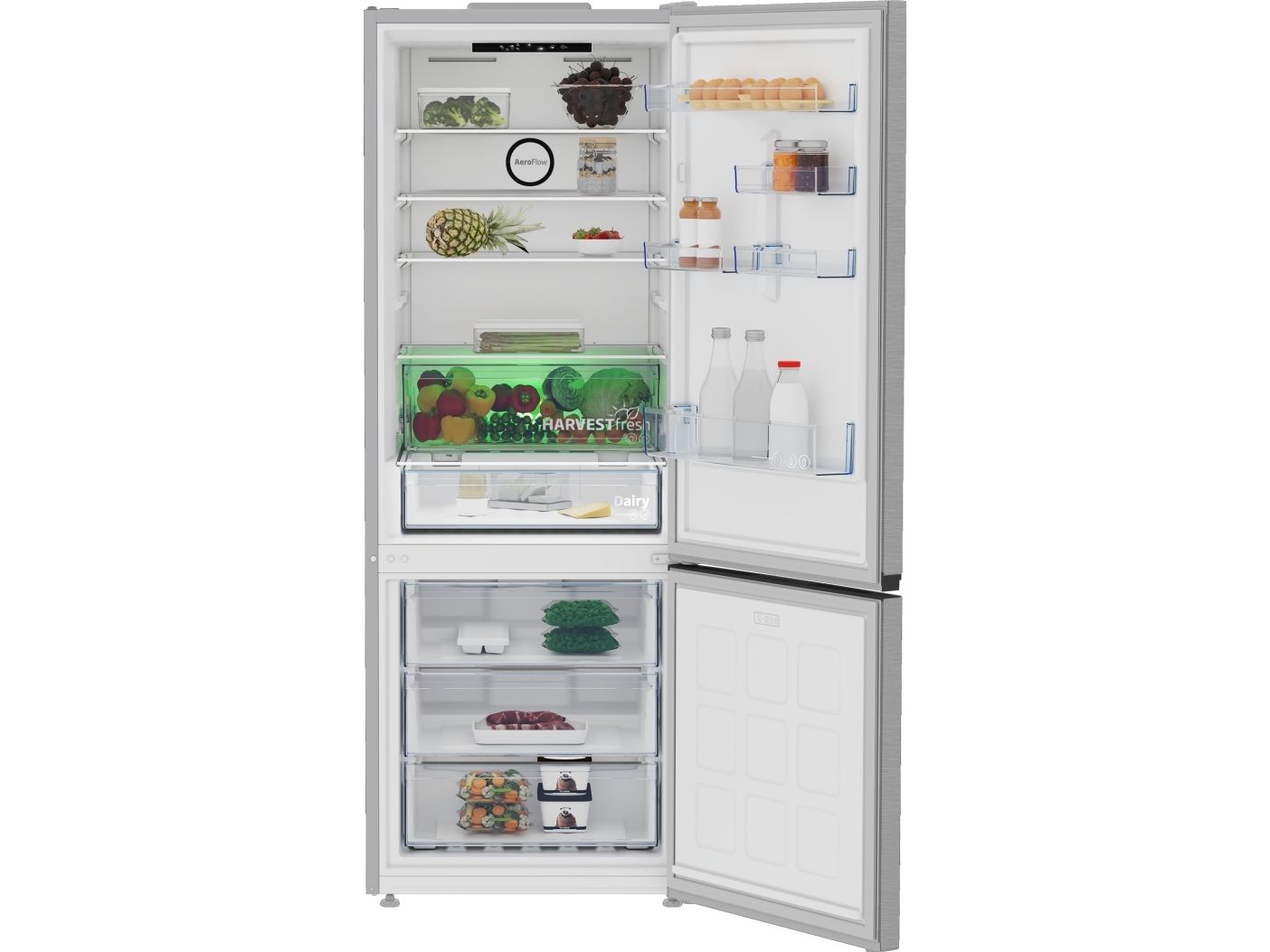 Beko B3RCNE564HXB, 490 L, SN-T, 7,8 kg/24t, E, Frisk zone, aflukke, Sølv