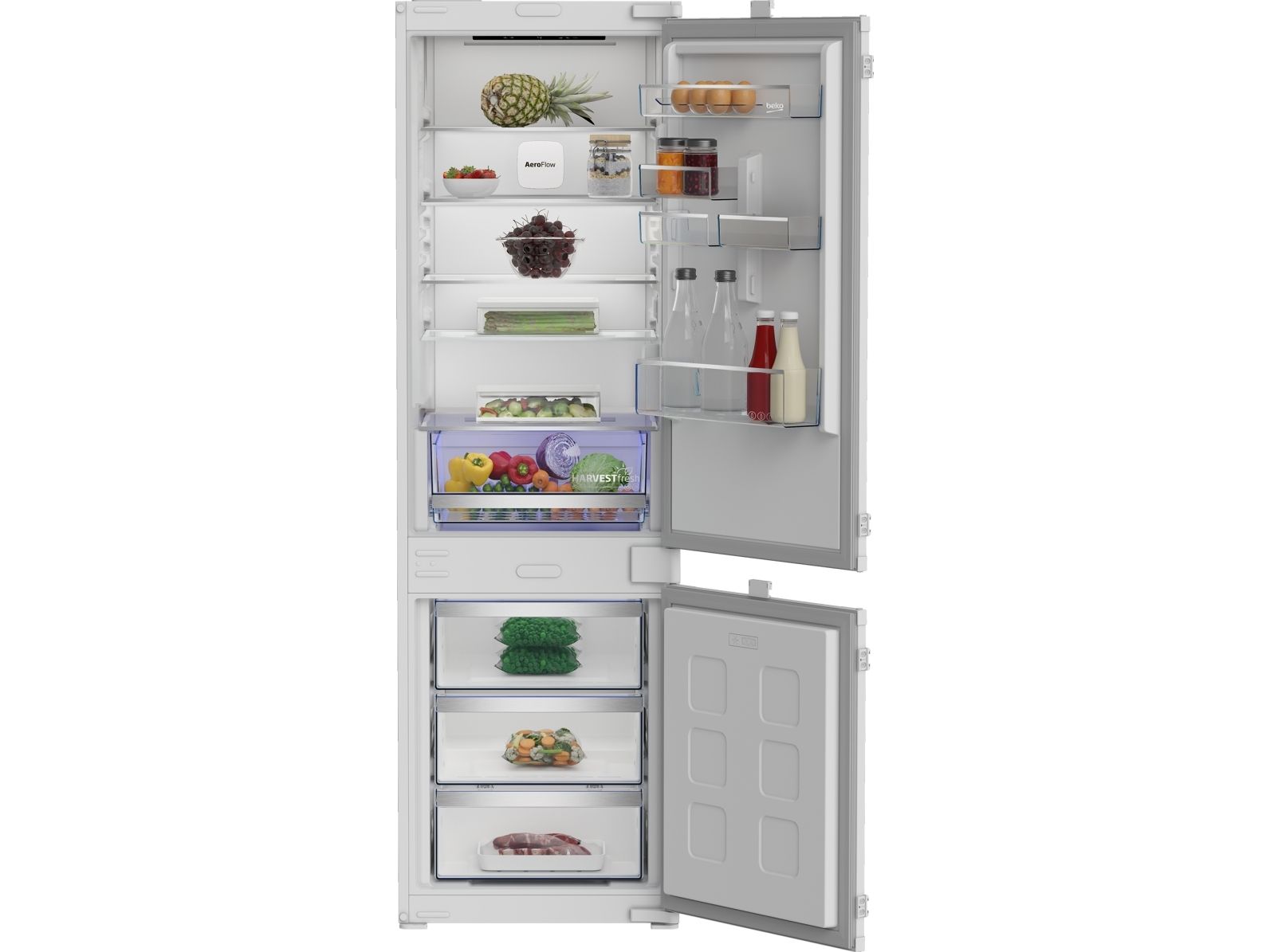 Beko B5BCNA295HS, 270 L, SN-T, 3,5 kg/24t, D, Frisk zone, aflukke, Hvid