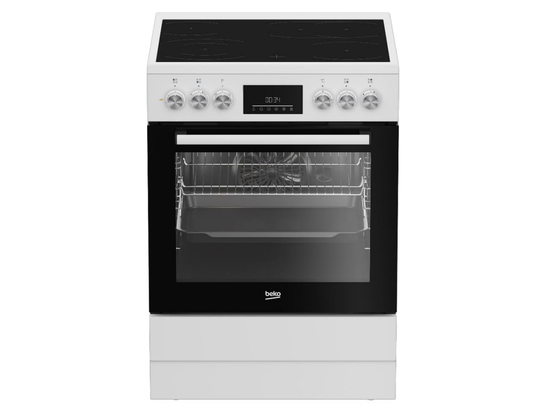 Beko FBM67320WS, Fritstående komfur, Hvid, Dreje, Berøring, Hvid, Top højre / venstre, Keramisk