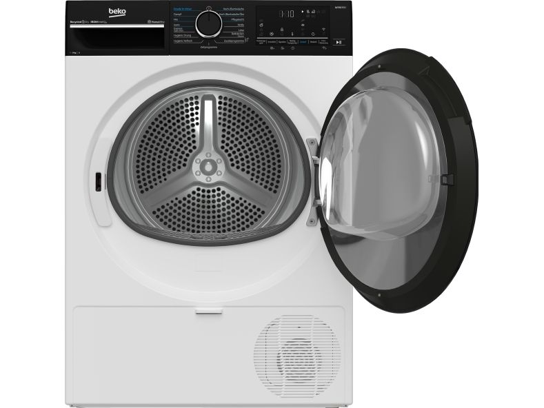 Beko B7T692A3WW, Fritstående, Front-læsning, Varmepumpe, Hvid, Knapper, Dreje, Venstre