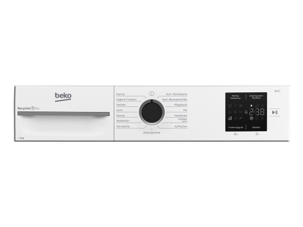 Beko DR 81490, Fritstående, Front-læsning, Varmepumpe, Hvid, Dreje, Berøring, Højre