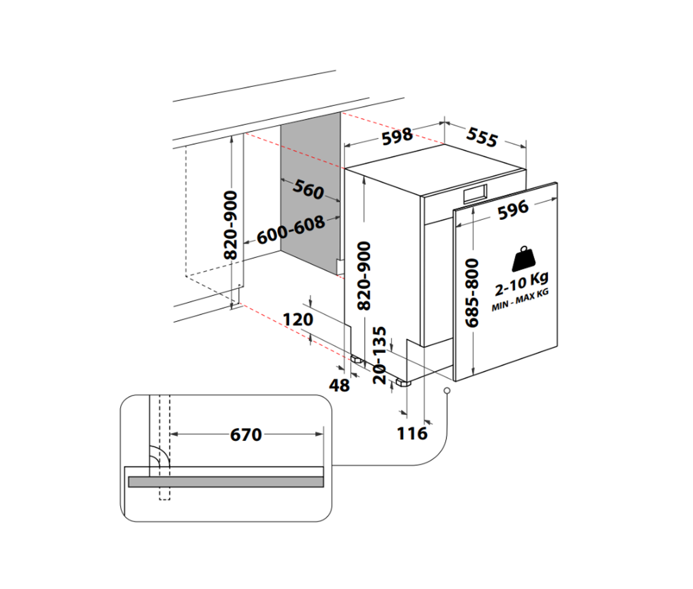 Frigor IOP720 Integrerbar Opvaskemaskine billede 6