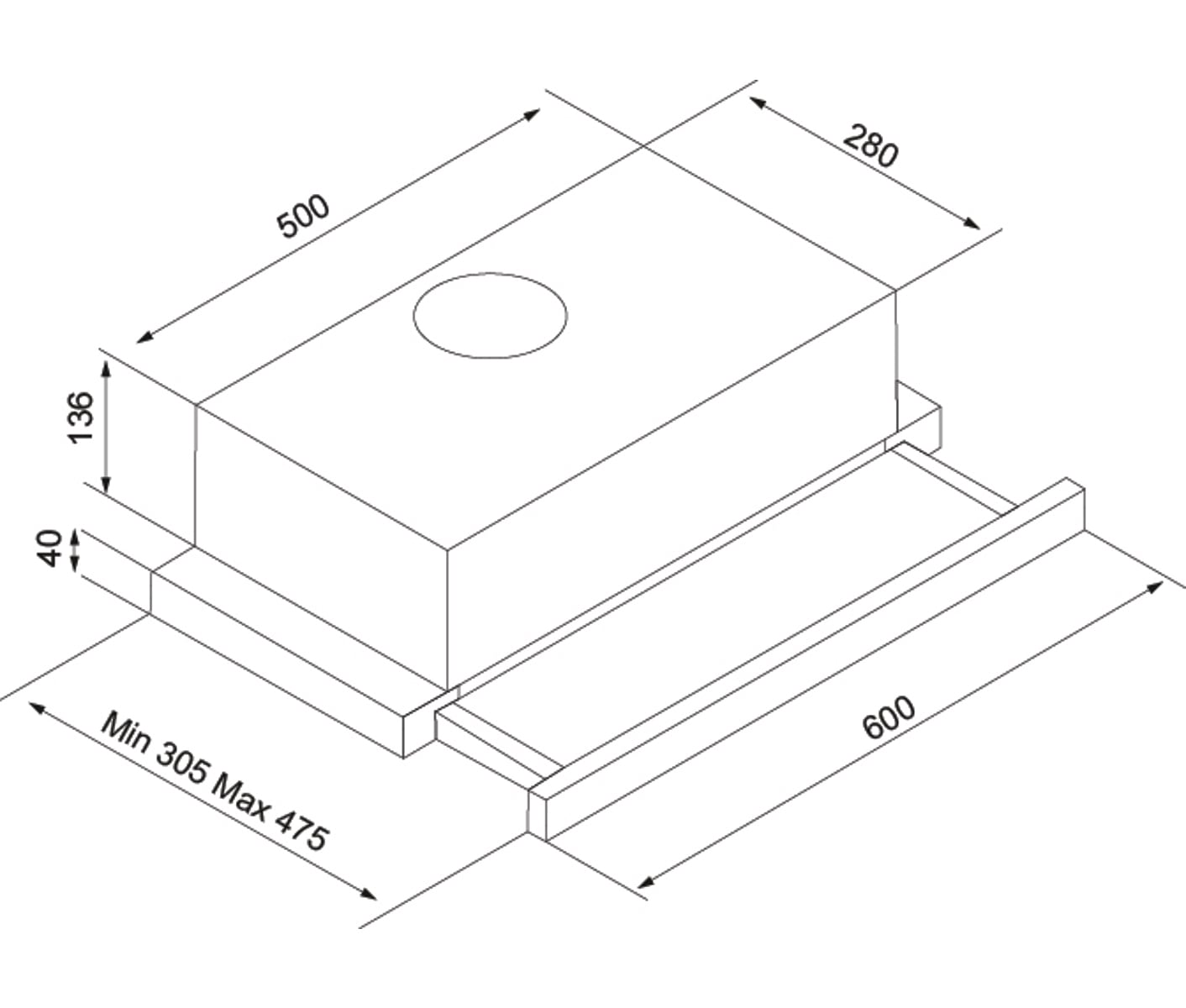 Silverline PE151SR 60cm Sort Udtræksemhætte billede 2