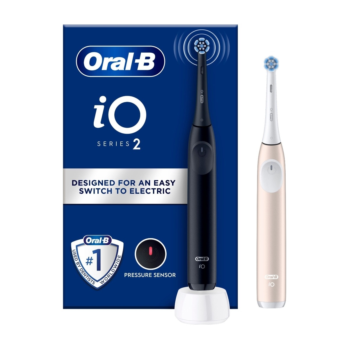 Oral-B iO2 Duo elektrisk tandbørste, Natsort & Rolig Pink billede 1