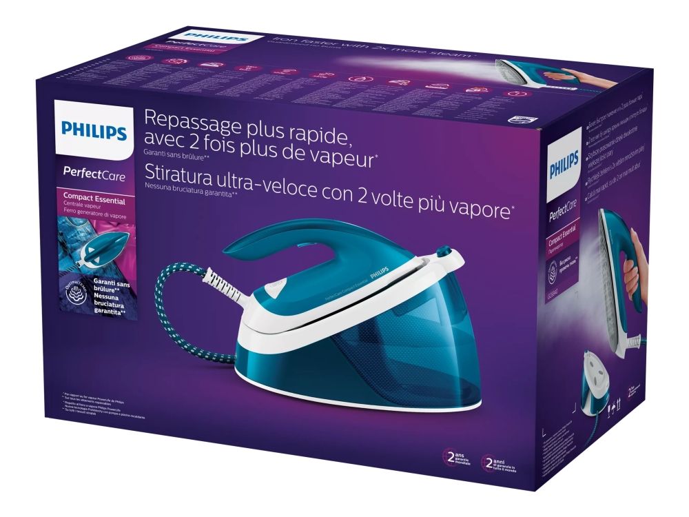 Philips PerfectCare Compact Essential GC6840 - Dampstrygejern med automatisk afbrydelse - såleplade: SteamGlide - 2400 W billede 2