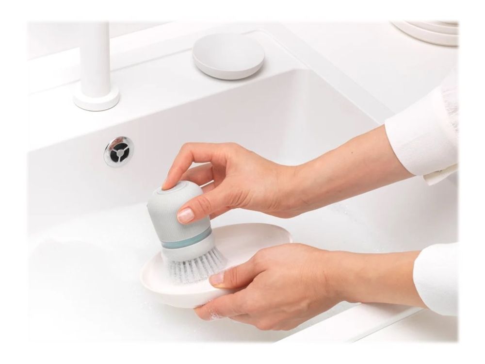brabantia - soap dispensing dish brush - polyester - light grey