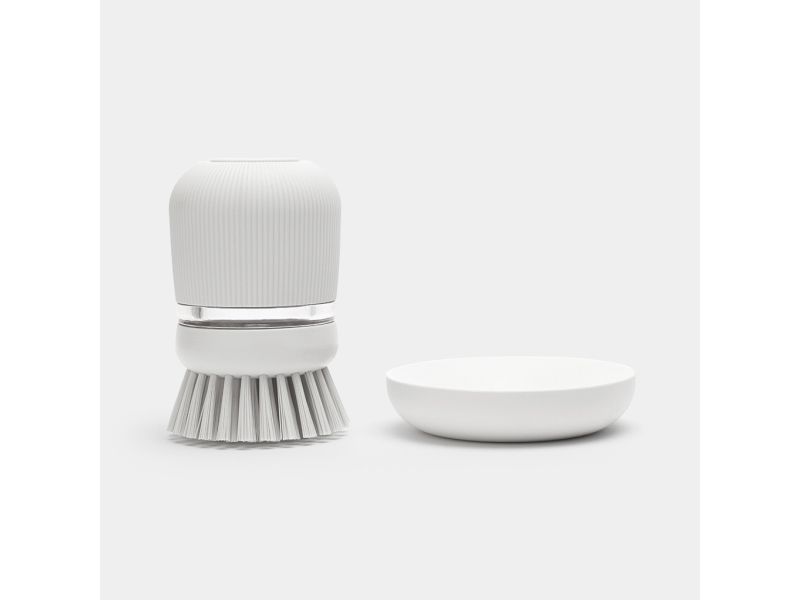 brabantia - soap dispensing dish brush - polyester - light grey