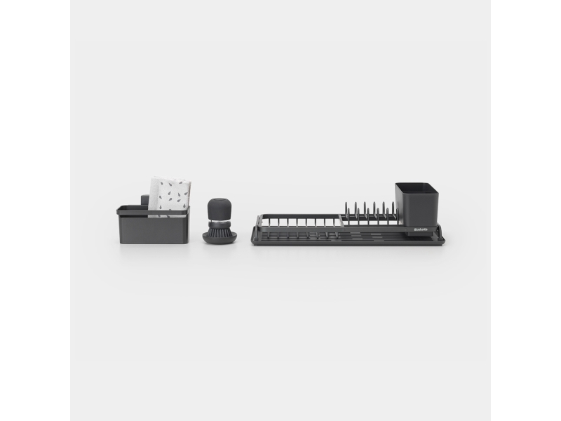 Brabantia 660184, Opvaskestativ, Stativ, Fritstående, Bestik, Tallerkner, Drikkeglas, Redskab, Sort, Rektandel