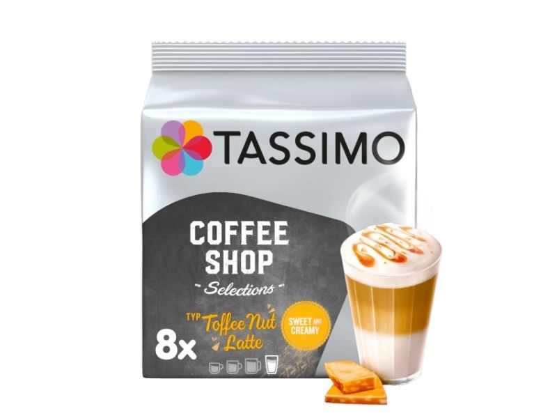 TASSIMO Toffee Nut Latte, Kaffekapsel, Caffe latte, 8 kopper, Tassimo, 8 stk