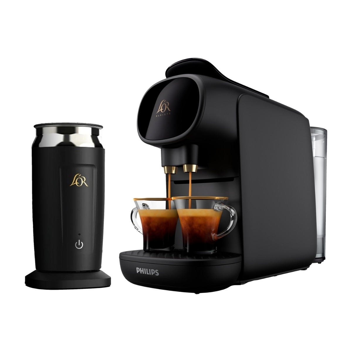 L'Or Barista Sublime Piano Noir kapselmaskine og mælkeskummer